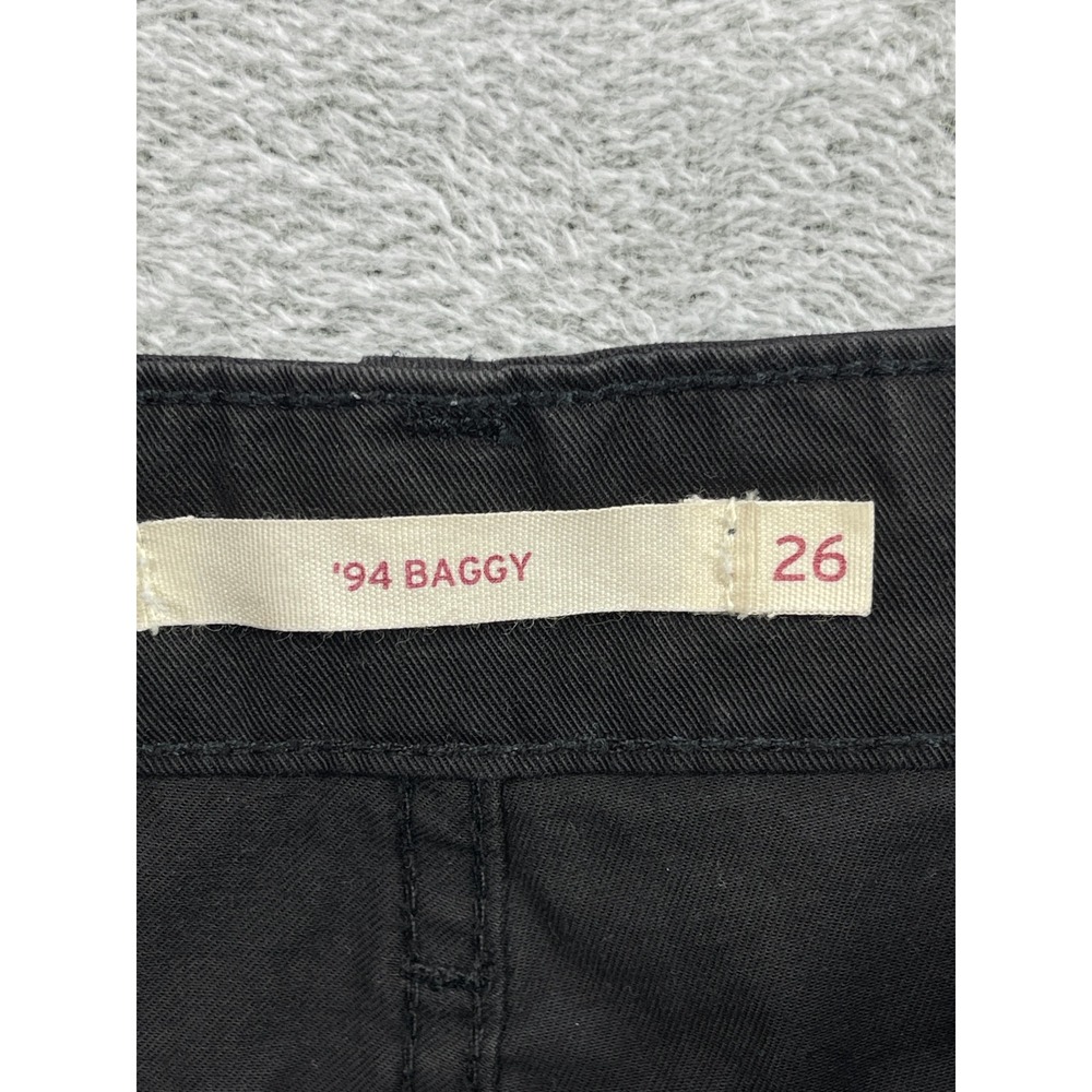Levi's '94 Baggy Cargo Pants Women 26 Black Utility Drawstring Hem Cotton Twill - Picture 7 of 13